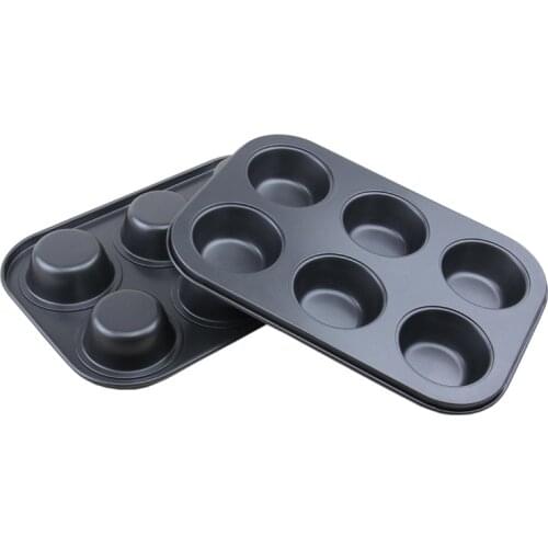 6 Cup Non Stick Carbon Steel Shallow Muffin Cake Baking Pan Tray Tin Bakeware Baking Dish