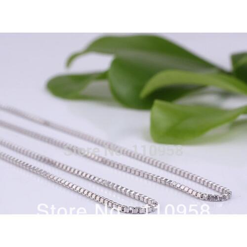 Solid 925 Sterling Silver Box Chain Necklace 16 18 Inches 1.7g 0.8mm Support Drop shipping S7004