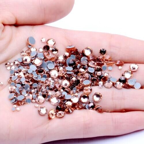 CHAMPAGNE Color Hotfix Strass Rhinestones Flatback Glue Backing Iron On Glass Stones Appliques For Fabric Garments Supplies