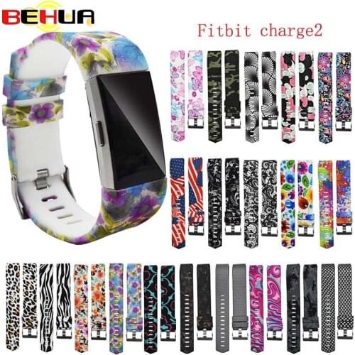 Colorful Watchband Fashion Sports Silicone Bracelet Strap Band Wristband For Fitbit Charge 2 Pattern Style Wrist Belt Accessorie