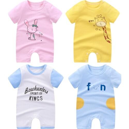 Baby Romper Infant Cotton Short Sleeve Boys Girls Letter Clothes Print Suit Born Crawling Baby 0-18M New