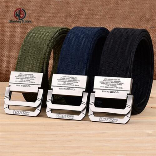 Warring States High Quality Double Buckle Canvas Belt for Men Non-slip Nylon Belt D-shaped Alloy Tactical Belt