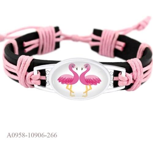 Hot Sale Friendship Gift Best Friends Flamingo Leather Wrap Bracelet Men Bracelets for Women