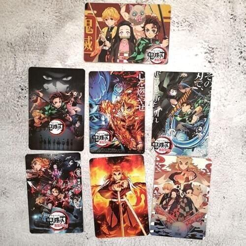 HOT Ghost Blade Infinite Train Kamado Tanjirou Small Card Stickers Girl Adult Toys Photo Postcard Gift Agatsuma Zenitsu Nezuko