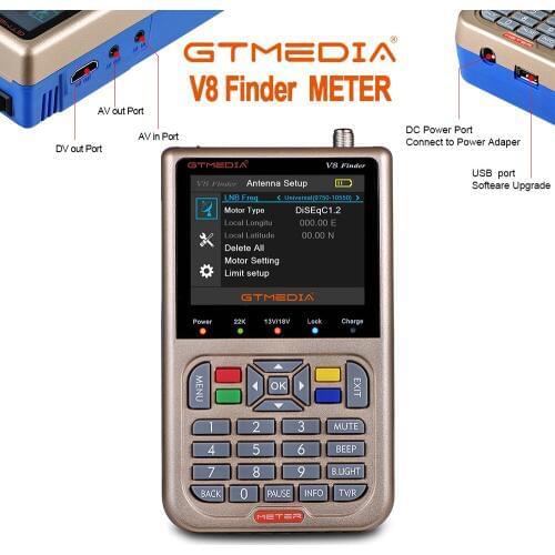 GTMEDIA V8 FINDER METER Satellite Finder HD 1080P satfinder DVB-S2/S2X Supports spectrum ACM ACM+ location satellite lnb signal