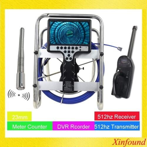 Long Spring 23mm 512hz sonde endoscope inspection camera 512hz locator dvr stainless steel camera with 512hz locator receiver