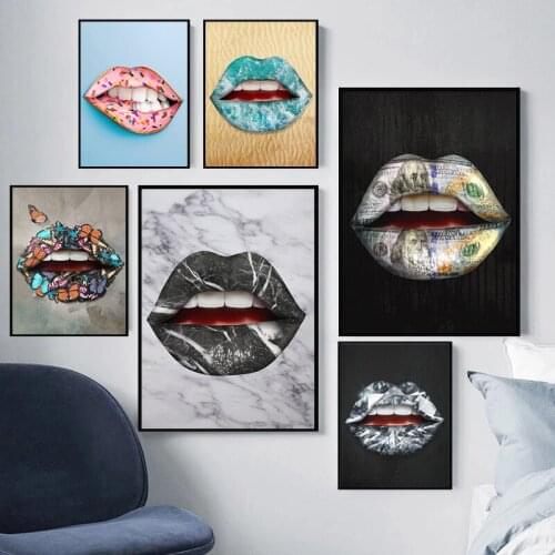 Canvas Painting Digest Marble Donut Lips Graffiti Posters Prints Picture Nordic Wall Art Minimalist Aesthetic Modern Home Decor