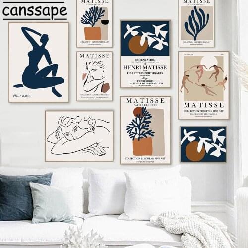 Matisse Canvas Painting Female Nude Art Print Coral Poster Abstract Prints Girl Face Paintings Nordic Wall Pictures Home Decor