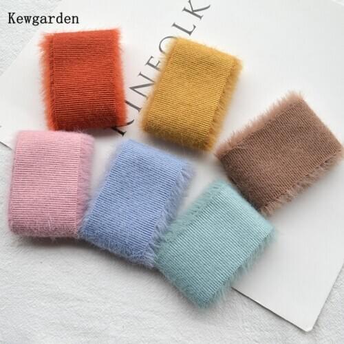 Kewgarden 25mm 38mm 1" 1.5" Knitted Plush Hair Stripe Ribbon Handmade Sewing Tape DIY Hair Bow tie Corsage Accessories 10 Yards