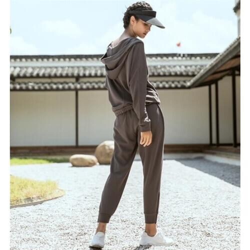 Sexy Women Running Sets Hoodies Solid Color Sportswear Female 2 Pieces Gym Wear Long Sleeve Sweatshirt Autumn Suit Tracksuit