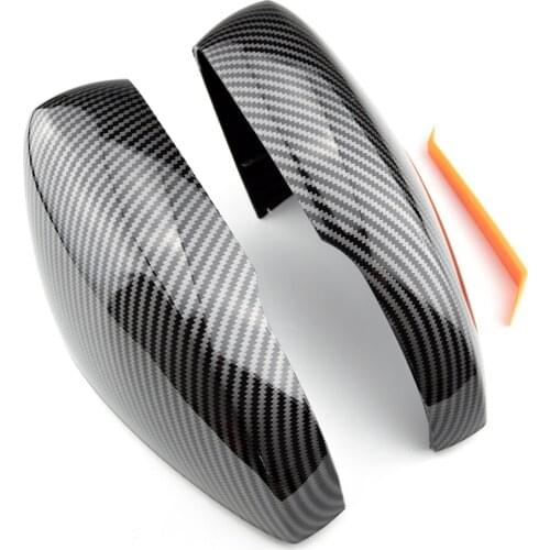 2PCS for VW Polo 6R 6C Side Door Wing Mirror Cover Replace caps (Carbon fiber) fit Volkswagen 2010 2011 2012 2013 2014 2016 2017