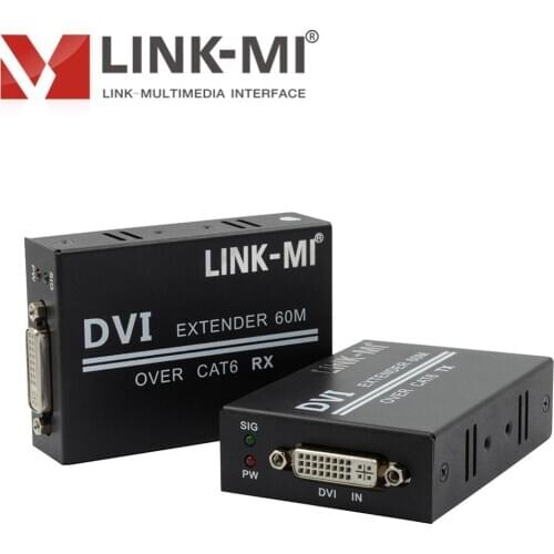 LINK-MI DVI 60M Extender Transmitter and Receiver over single UTP LAN CAT6 cable support HDMI Signal 1080P DVI-CAT