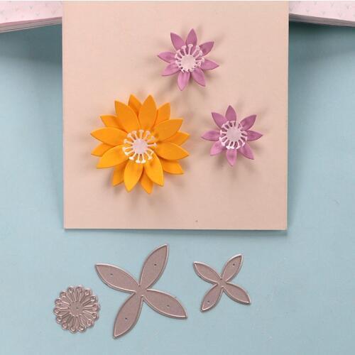 DUOFEN METAL CUTTING DIES 4 petal flowers 3pcs set for DIY papercraft projects Scrapbook Paper Album