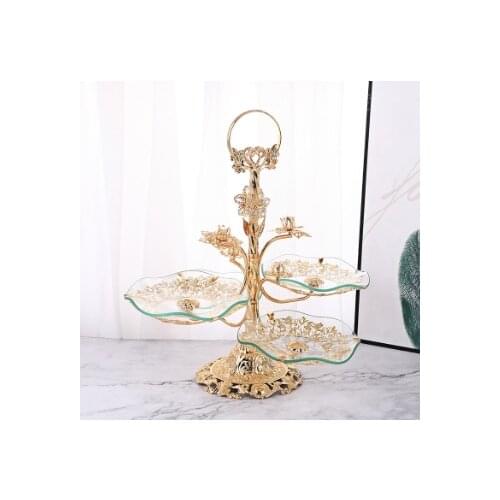 Toughened glass multi-layer European fruit bowl Home living room coffee table Affordable luxury style Lazy Crystal fruit bowl