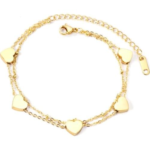 316L Bohemian Multilayer Stainless Steel Womens Bracelet Heart Shaped Titanium Steel Bracelet No fade