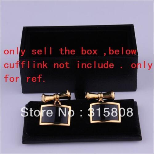 New Man Black Rectangle Faux Leather Small Cufflinks Box 44pcs/lot 8x4x3cm Gift Boxes for Men (SELL BOX ONLY)