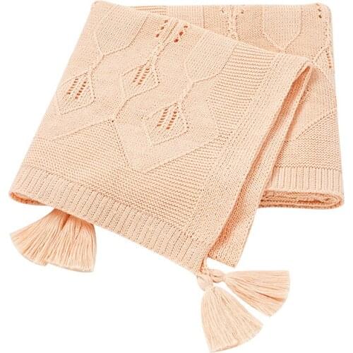 Soft Baby Blankets Swaddle Wrap Tassel Children Knitted Quilts Cover Solid Color Newborn Baby Stroller Bedding Basket Blanket