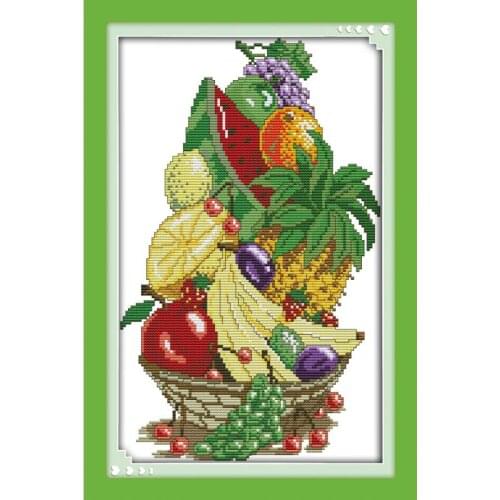 Joy Sunday Summer Fruit Counted Cross Stitch11&14CT DIY Cross Stitch Set Embroidery Needlework for Home Decor Handmade Gift