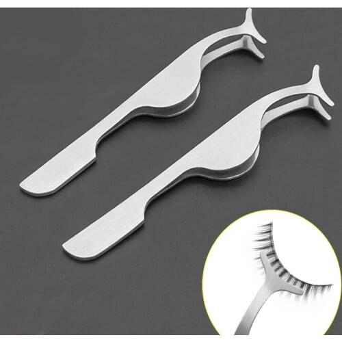Stainless Steel False Eyelashes Auxiliary Clip Moon Curved Arc Type Planting Grafting Eyelash Aids Beauty Eyelash Tweezers