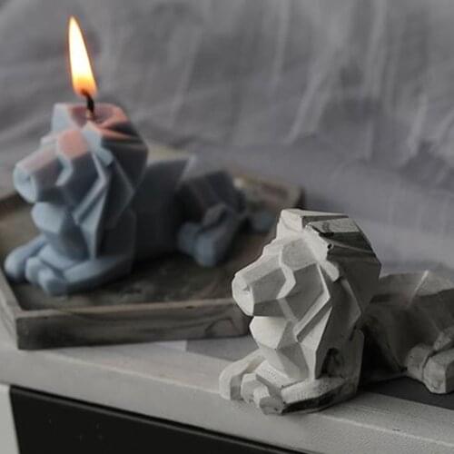 2021 New Candle DIY Making Supplies Geometric Silicone Lion Mold Aromatherapy Car Home Decoration Resin Plaster Fondant Tools