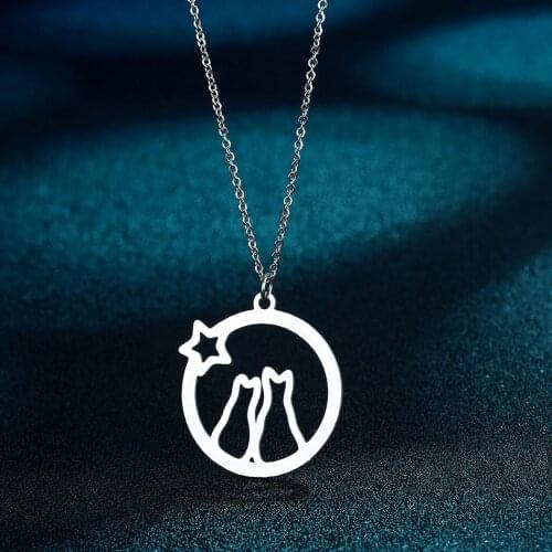 Chandle Love Cats Pendant Chain - Star and Cats charm Necklace