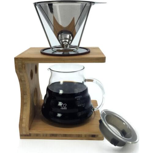 Portable Reusable Stainless Steel V-type Cup Cone Coffee Filters Drip Coffee Maker Tool