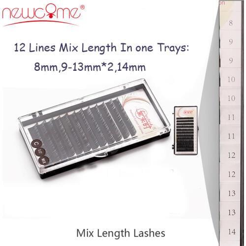 NEWCOME 0.03-0.25mm Mix 3D Premium Eyelash Extension Korean Silk Volume Eyelashes Natural Eye lashes Hand Made Eyelashes Makeup