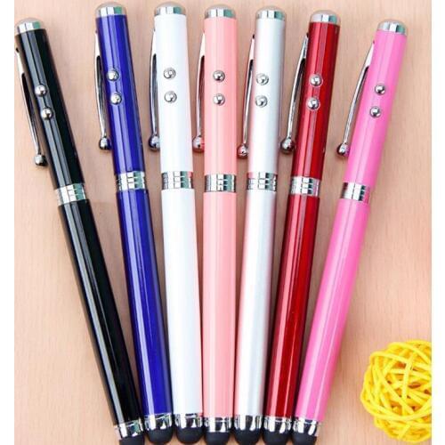10pcs Multifuntional Metal Ballpoint Pen For Pointer Indicator Pen Baton Capacitive Touch/ Laser Pointer/LED Design 4 IN 1