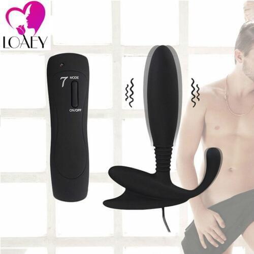 LOAEY Silicone Male Prostate Massager, Remote Control Anal Vibrator Butt Plug Waterproof Adult Electric Sex Toys For Men