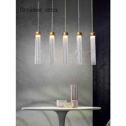 Nordic modern minimalist LED glass chandelier Restaurant Bar modern postmodern creative tube crystal single head Chandelier