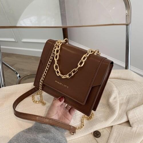 Fashion PU Leather Shoulder Envelope Totes Simple Women Solid Color Chain Daily Street Chain Messenger Bag Square Handbags Totes