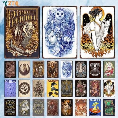 Tattoos Skull Metal Poster Tin Sign Vintage Plaque Retro Bar Pub Restaurant Room Wall Decoration Plates DU-10810B