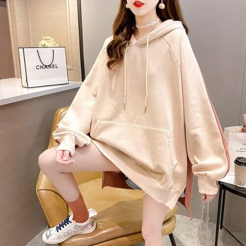 Spring Autumn Korean Thicken Hooded Sweatshirt Women Vintage Casual Oversized Loose Color Matching Female Warm Pullovers Roupas
