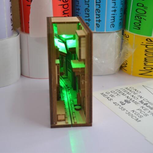 DIY Japanese Style Street Rear Lane Bookcase Wooden Assembly Model Bookshelf Street with Light Model Building Kit Book Nook