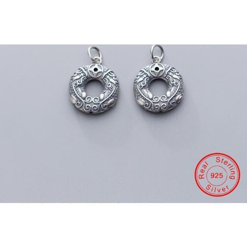 UQBing 17.5*4mm 925 Sterling Silver Vintage Round Circle Peace Charms Fit DIY Necklaces Pendant Bracelet Jewelry Findings