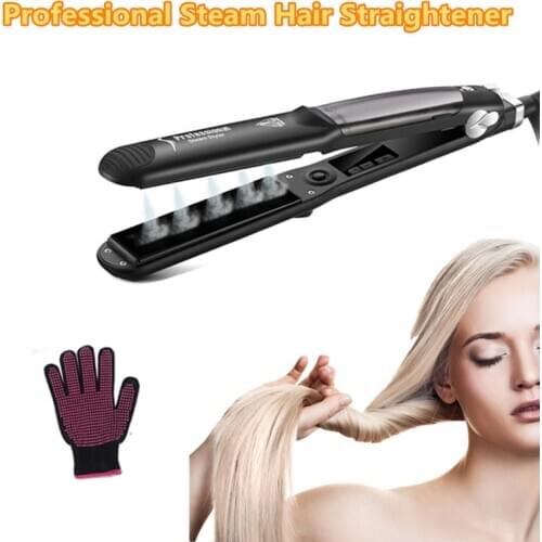 Hair Straightening Iron Professional Steam Hair Straightener Ceramic Vapor Hair Flat Iron Seam Curler Steamer Hair Styling Tool