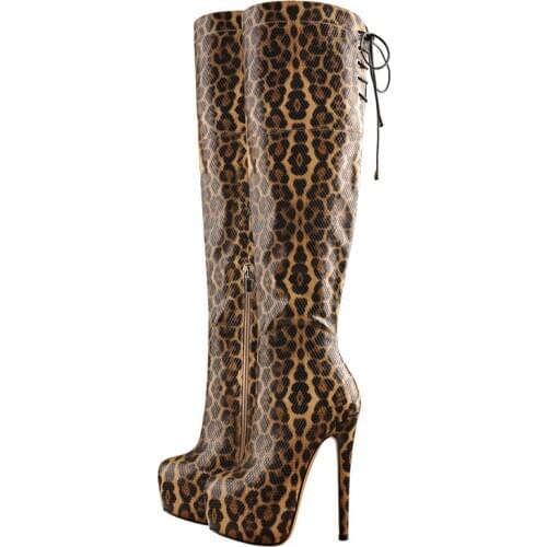 Womens Platform Side Zip16cm High Heel Stiletto Stretch Over The Knee High Boot Plus size US5~US15 Sexy Black Women Boots