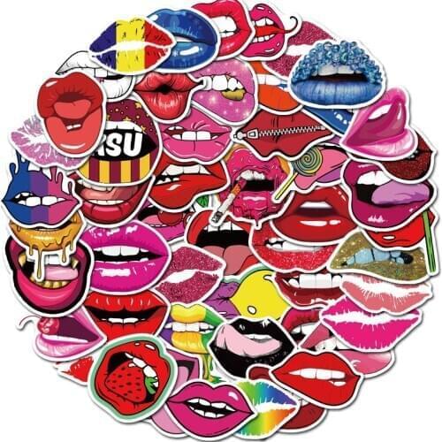 10/30/50PCS hot sexy lips stickers personalized luggage notebook graffiti stickers decoration wholesale