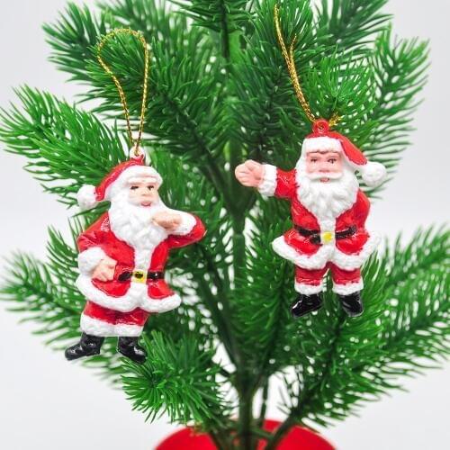 2PCS Hot Christmas Ornaments Hand Painted Santa Claus Christmas Tree Decoration Pendant Children New Year Gift Home Decoration