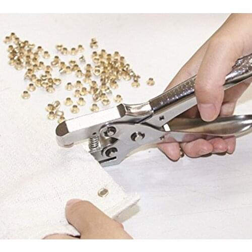 2-in-1 Practical Eyelet Punch Pliers With 100Pcs Ring Snap Grommet Setter Hole Bags Shoes Leather Punch Belt Pliers Tool Set