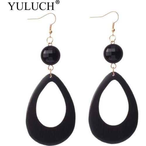 2018 Waterdrop Shape Crystal Earrings Wood Round Earrings top Design For Ladies Women Wedding Jewelry Christmas Earrings Party