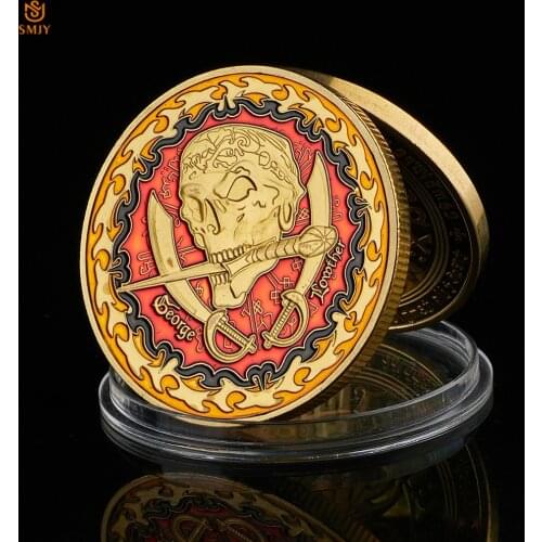 2021 Caribbean Skeleton Pirate Ship Treasure Coin Devil Lion of The Sea Running Gold/Silver Challenge Token Commemorative Coin