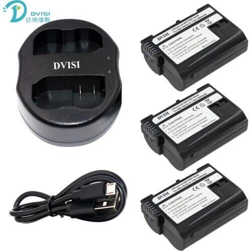 3pcs EN-EL15 EN EL15 Recargeable Camera Battery with USB Charger for Nikon D600 D610 D600E D800E D810 D7000 D7100 d750 V1 MH-25