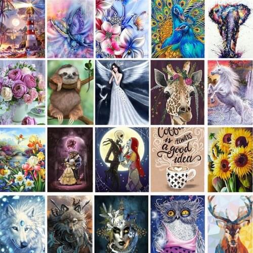 Full Square Round Drill 5D DIY Diamond Painting Flower Cartoon Horse Wolf Deer Embroidery Cross Stitch 5D Home Decor No Frame