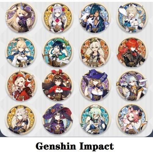 Anime Accessories Game Genshin Impact Official Original Badge Project Metal Props Halloween Tinplate Brooch Christmas Decoration