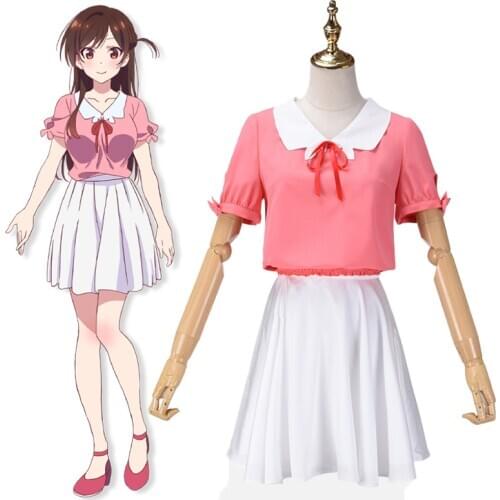 Anime Comic Rent a Girlfriend Cosplay costumes Chizuru Ichinose Cosplay Costume Uniforms Suits Clothes Dresses Pink sundress