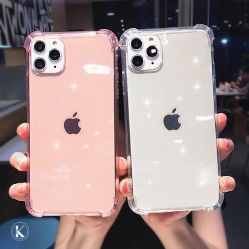 Glitter shockproof transparent protection soft phone case for iphone 12 Pro Max 12MiNi 11 Pro Max X XS XR 7 8 6S Plus back cover