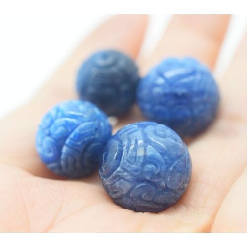 AAA one PIECE loose beads BLUE KYANITE CARVED round 10/12/14/16MM for DIY jewelry making FPPJ wholesale beads nature