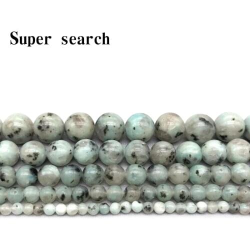 Natural Stone Beads Green Spot Round Loose Spacer Beads for Jewelry Making 4 6 8 10 12mm Strand 15" DIY Bracelet Necklace