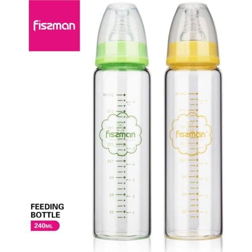 Fissman 240ml Borosilicate Glass Feeding Bottle BPA Free Training Sippy Cup